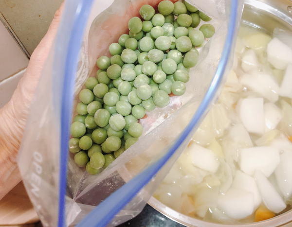 冷凍保存のえんどう豆
